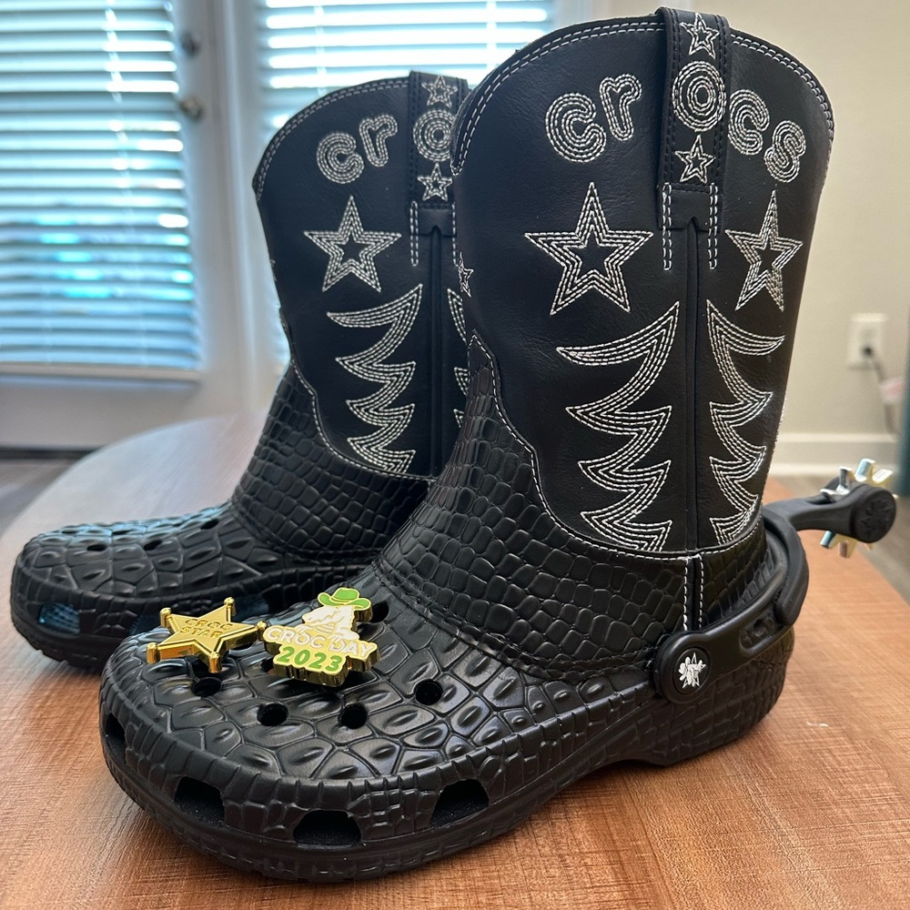 CROCS Black Cowboy Boots